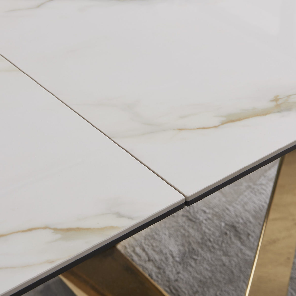Aveline White & Brass Extendable Dining Tab | SoBe Furniture