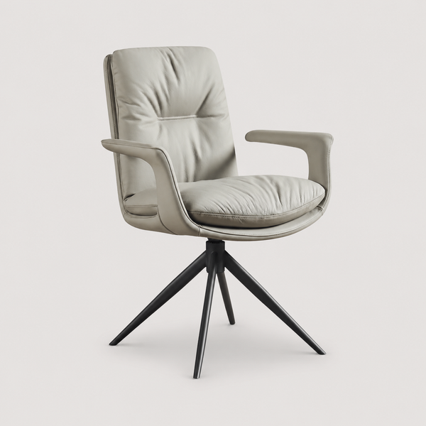 Carrara Beige Leather Swivel Dining Armchair – SoBe Furniture Boca Raton