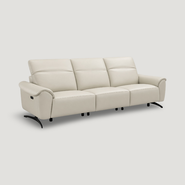 Abbraccio II Italian Leather Modern Sofa in gray italian shown in modern living room