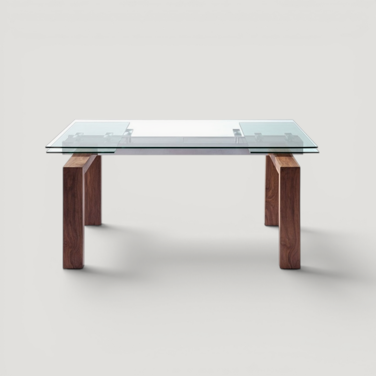 Walnut Square Glass Extendable Dining Table Contemporary Dining Table 1007 Angel Cerdá Tempered Glass Walnut  Base Rectangular