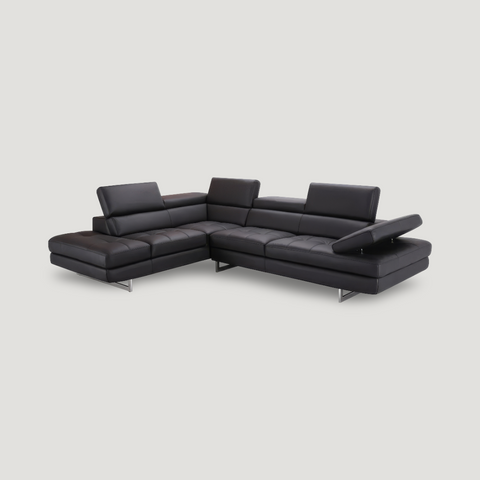Dominus Black Italian Leather Modern Sectio | SoBe Furniture