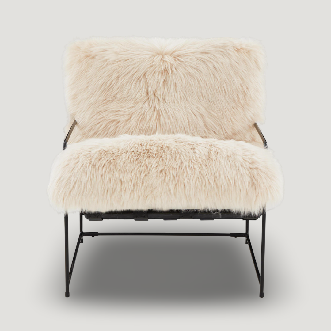 Flavie Genuine Sheepskin Modern Accent Chai | SoBe Furniture