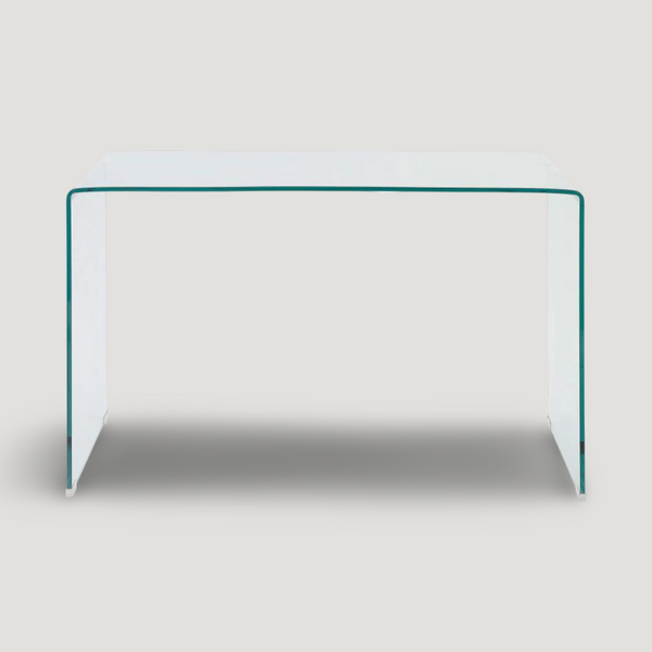 Mint Glass Modern Desk in glass shown in modern dining room