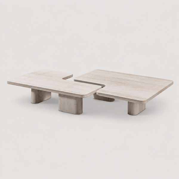 Amalfi Travertine Coffee Table - modern coffee table at SoBe Furniture, Boca Raton