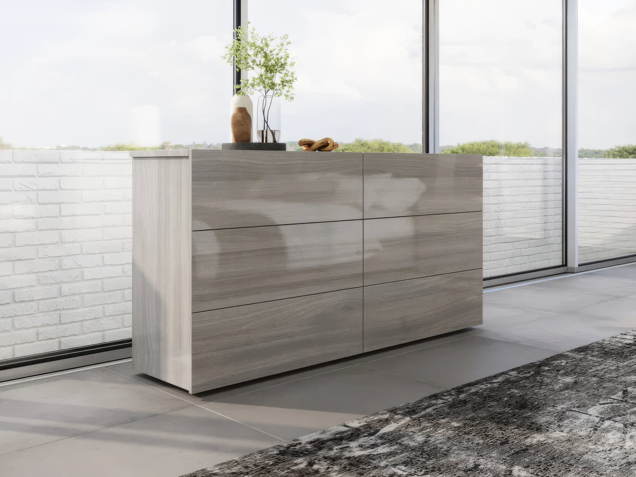 light grey modern dresser Post & Beam Industrial Smoke Gray Dresser