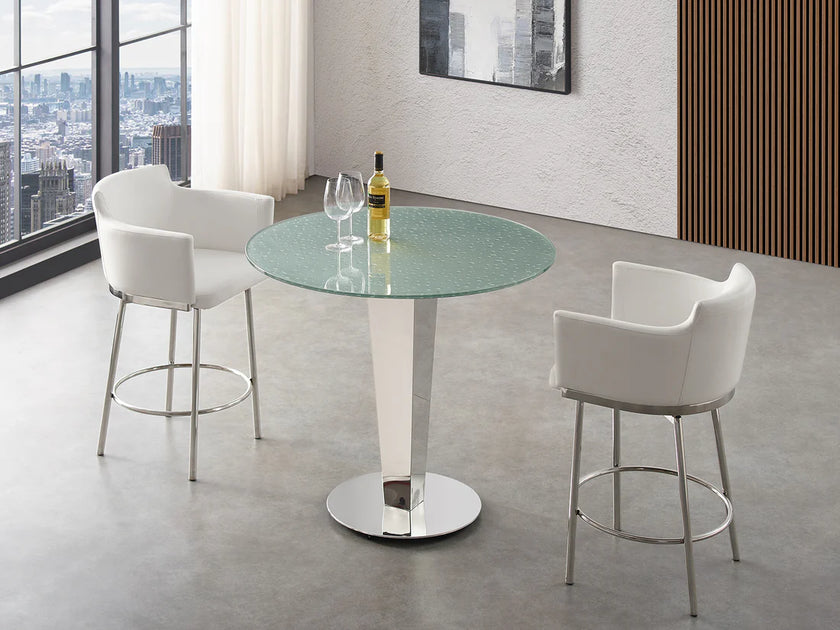 Elio Silver Rain Glass Modern Counter Table | SoBe Furniture