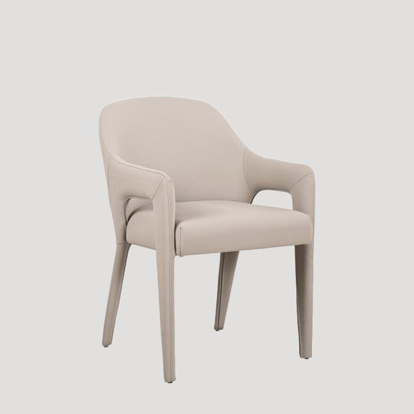 Nara Leather Dining Armchair in Pigeon Gray
