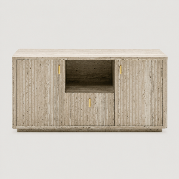 Pompeii Travertine & Gold Modern File Cabinet