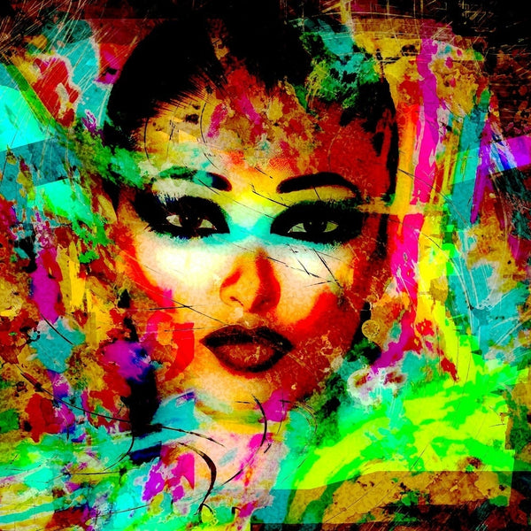 Colorful Face Abstract Modern Art shown in modern interior
