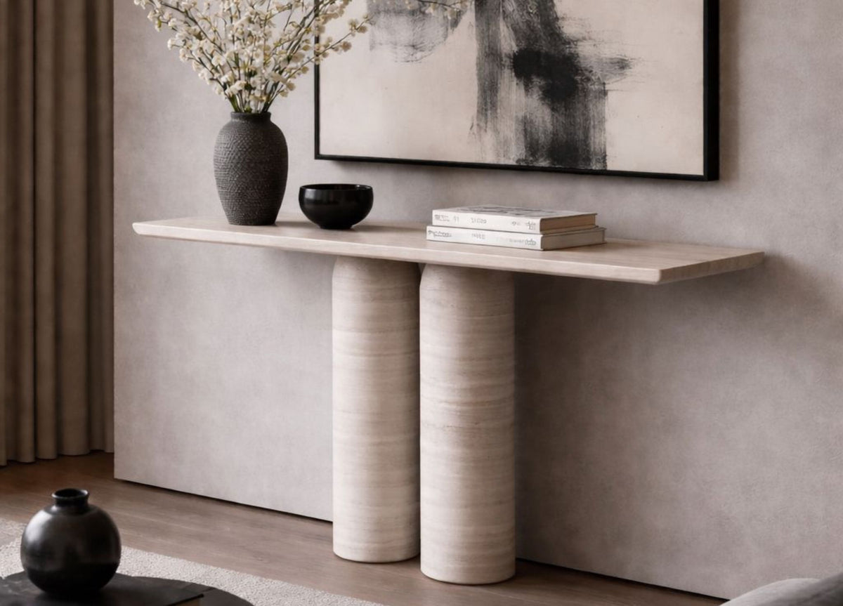 RoKa Travertine Modern Console | SoBe Furniture Boca Raton