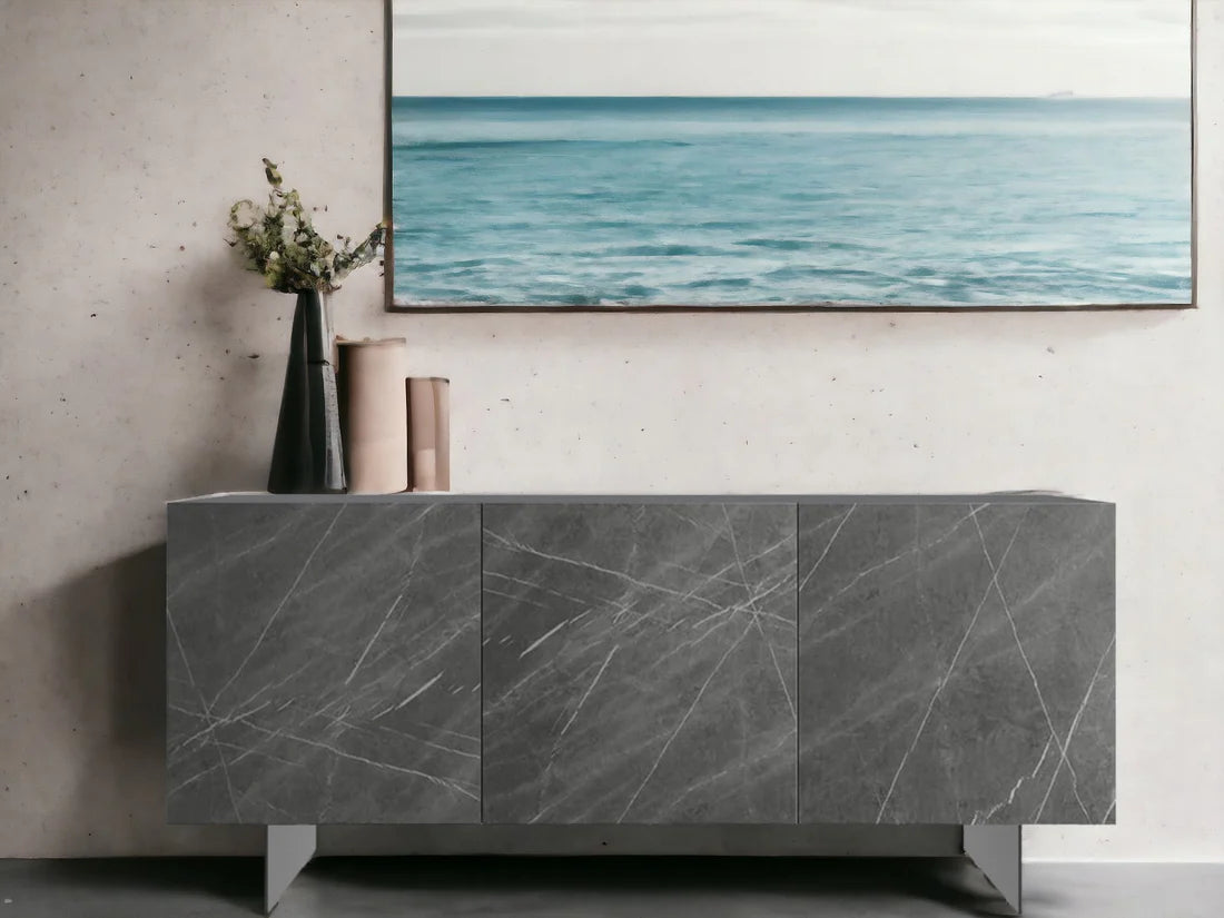 Visara Gray Porcelain Contemporary Buffet | SoBe Furniture