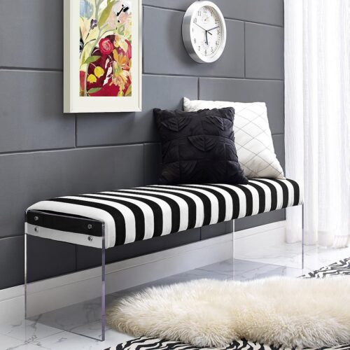 Products Galileo Modern Black And White Velvet Acrylic Bench 1 500x500 